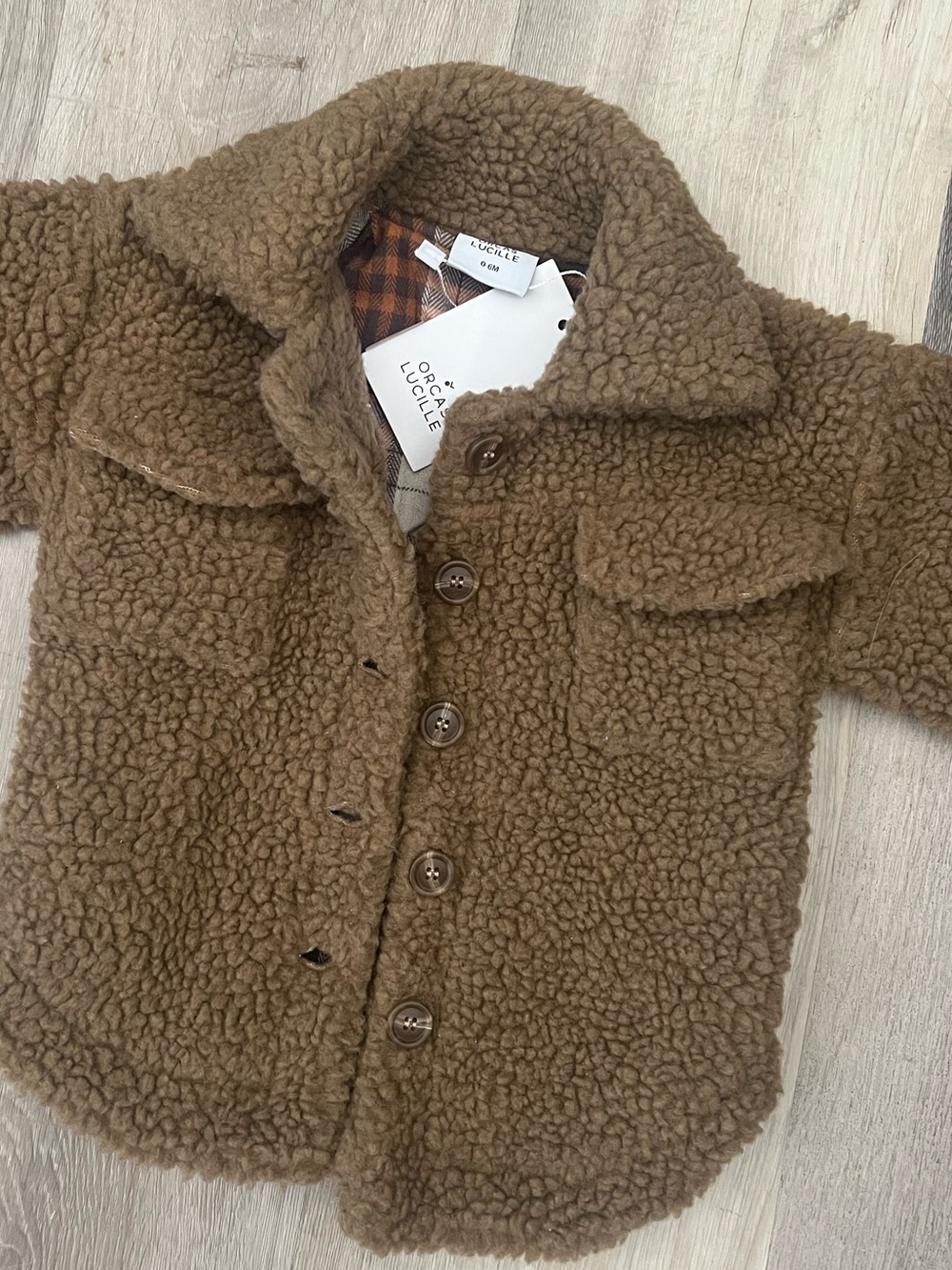 NWT Orcas Lucille Teddy Sherpa Button-Up Jacket 0-6m
